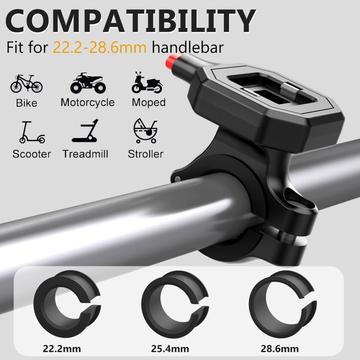 HL-176A Hurtigudløsende cykel- og motorcykel telefonholder - 7" - Sort