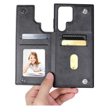 Hanman Mika Samsung Galaxy S23 Ultra 5G Cover med Pung - Sort