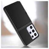 Samsung Galaxy S21 Ultra 5G Hybrid Cover med Spejl og Kortholder - Sort