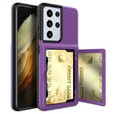 Samsung Galaxy S21 Ultra 5G Hybrid Cover med Spejl og Kortholder - Lilla