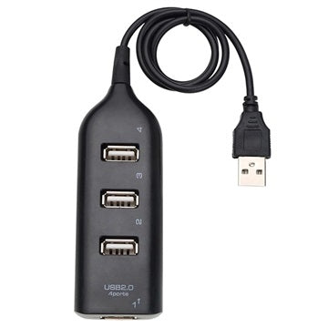 Højhastigheds 4-Ports USB Hub 2.0 - 480Mbps - Sort