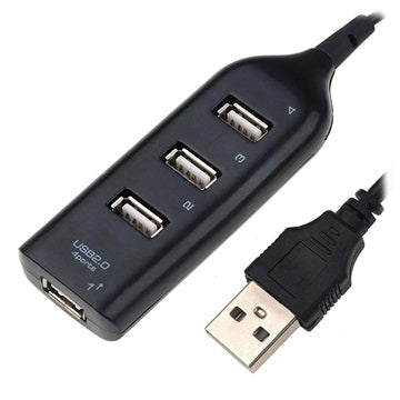 Højhastigheds 4-Ports USB Hub 2.0 - 480Mbps - Sort