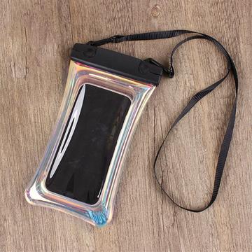 Holografisk flydende vandtæt smartphone-etui med snor - sort