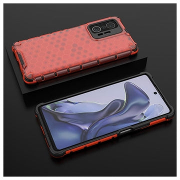 Xiaomi 11T/11T Pro Honeycomb Armored Hybrid Cover - Rød