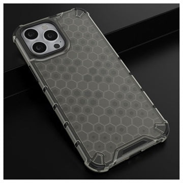 Honeycomb Armored iPhone 14 Pro Hybrid Cover - Sort