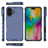iPhone 16 Honeycomb Armored Hybrid Cover - Blå