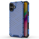 iPhone 16 Plus Honeycomb Armored Hybrid Cover - Blå