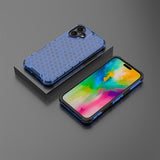 iPhone 16 Plus Honeycomb Armored Hybrid Cover - Blå