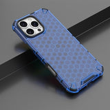 iPhone 16 Pro Honeycomb Armored Hybrid Cover - Blå