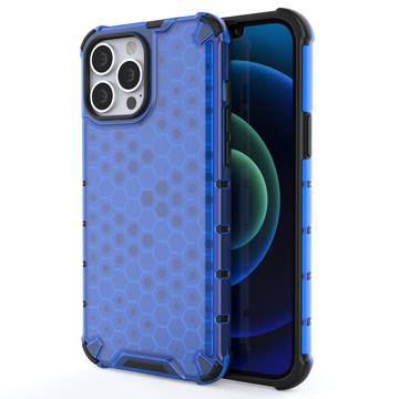 Honeycomb Armored iPhone 14 Pro Max Hybrid Cover - Blå