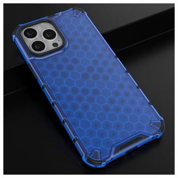 Honeycomb Armored iPhone 14 Pro Max Hybrid Cover - Blå