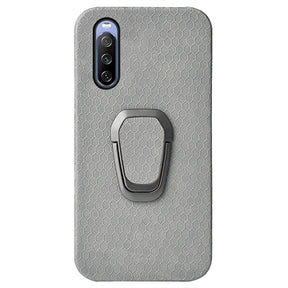 Sony Xperia 10 IV Bikube Mønster Cover med Ring Holder - Grå