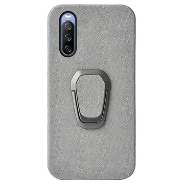 Sony Xperia 10 IV Bikube Mønster Cover med Ring Holder - Grå