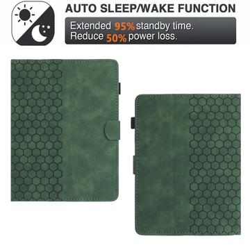 Honeycomb-mønstret universelt tablet-etui med kortholdere - 10" - Army Grøn
