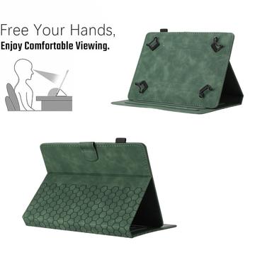 Honeycomb-mønstret universelt tablet-etui med kortholdere - 10" - Army Grøn