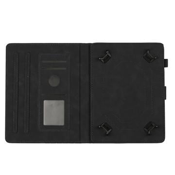 Honeycomb-mønstret universelt tablet-etui med kortholdere - 10" - Sort