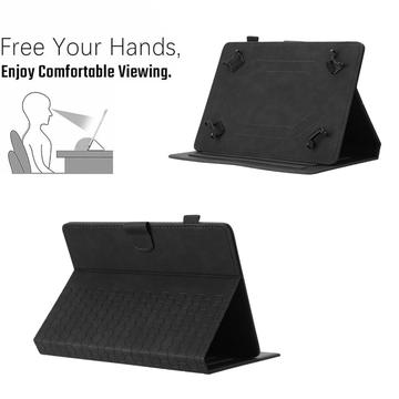 Honeycomb-mønstret universelt tablet-etui med kortholdere - 10" - Sort