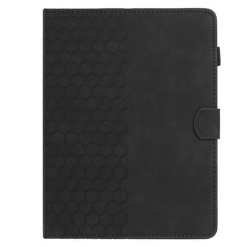 Honeycomb-mønstret universelt tablet-etui med kortholdere - 10" - Sort