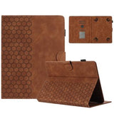 Honeycomb-mønstret universelt tablet-etui med kortholdere - 10" - Brun