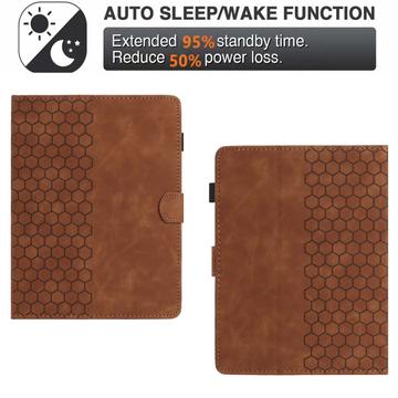 Honeycomb-mønstret universelt tablet-etui med kortholdere - 10" - Brun