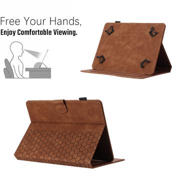 Honeycomb-mønstret universelt tablet-etui med kortholdere - 10" - Brun