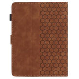 Honeycomb-mønstret universelt tablet-etui med kortholdere - 10" - Brun