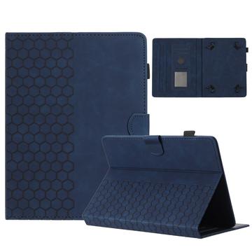 Honeycomb-mønstret universelt tablet-etui med kortholdere - 10" - mørkeblå