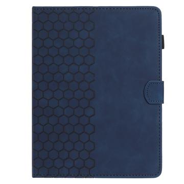 Honeycomb-mønstret universelt tablet-etui med kortholdere - 10" - mørkeblå