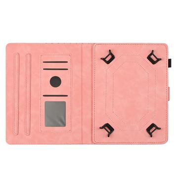 Honeycomb-mønstret universelt tablet-etui med kortholdere - 10" - Pink