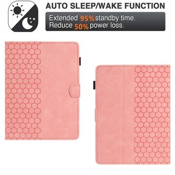 Honeycomb-mønstret universelt tablet-etui med kortholdere - 10" - Pink