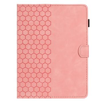 Honeycomb-mønstret universelt tablet-etui med kortholdere - 10" - Pink