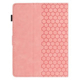 Honeycomb-mønstret universelt tablet-etui med kortholdere - 10" - Pink