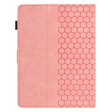 Honeycomb-mønstret universelt tablet-etui med kortholdere - 10" - Pink