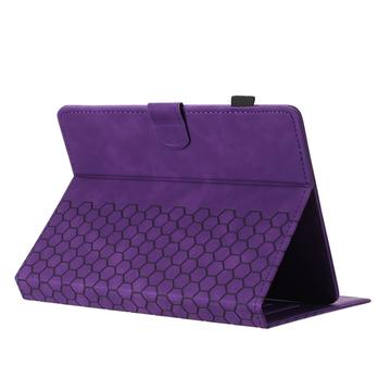 Honeycomb-mønstret universelt tablet-etui med kortholdere - 10" - Lilla