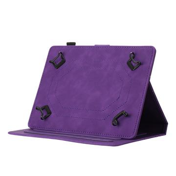 Honeycomb-mønstret universelt tablet-etui med kortholdere - 10" - Lilla
