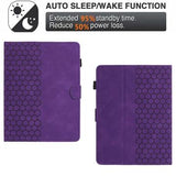 Honeycomb-mønstret universelt tablet-etui med kortholdere - 10" - Lilla