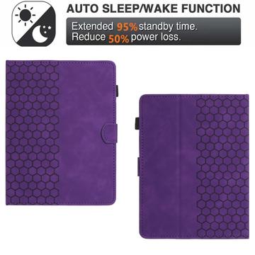 Honeycomb-mønstret universelt tablet-etui med kortholdere - 10" - Lilla