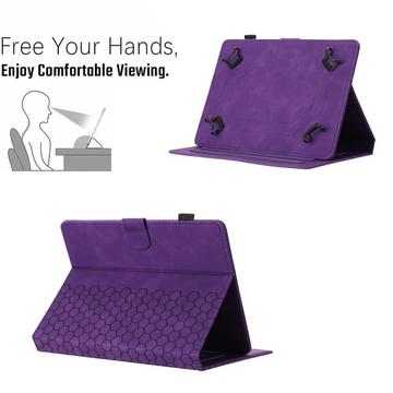 Honeycomb-mønstret universelt tablet-etui med kortholdere - 10" - Lilla