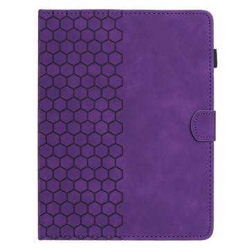 Honeycomb-mønstret universelt tablet-etui med kortholdere - 10" - Lilla