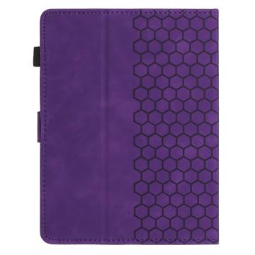 Honeycomb-mønstret universelt tablet-etui med kortholdere - 10" - Lilla