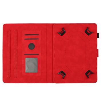 Honeycomb-mønstret universelt tablet-etui med kortholdere - 10" - rød