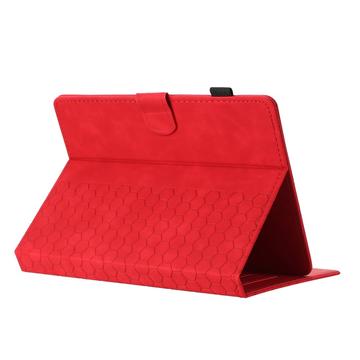 Honeycomb-mønstret universelt tablet-etui med kortholdere - 10" - rød