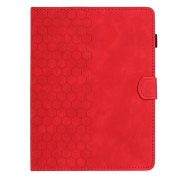 Honeycomb-mønstret universelt tablet-etui med kortholdere - 10" - rød