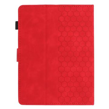 Honeycomb-mønstret universelt tablet-etui med kortholdere - 10" - rød