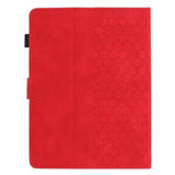 Honeycomb-mønstret universelt tablet-etui med kortholdere - 10" - rød