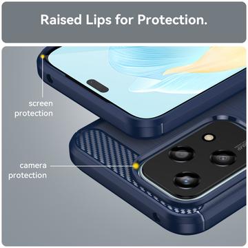 Honor 200 Lite Børstet TPU Cover - Karbonfiber - Blå