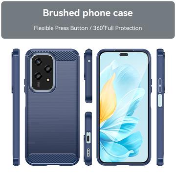 Honor 200 Lite Børstet TPU Cover - Karbonfiber - Blå