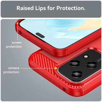 Honor 200 Lite Børstet TPU Cover - Karbonfiber - Rød