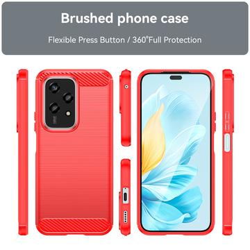 Honor 200 Lite Børstet TPU Cover - Karbonfiber - Rød