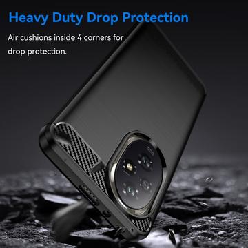 Honor 200 Pro Børstet TPU Cover - Karbonfiber - Sort